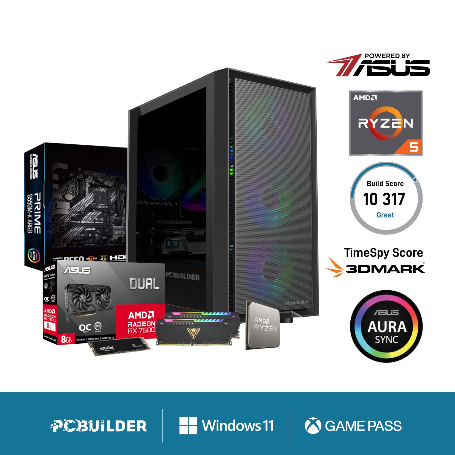 PCBuilder Ryzen 5 5600X PATHFINDER Windows 11 Gaming PC