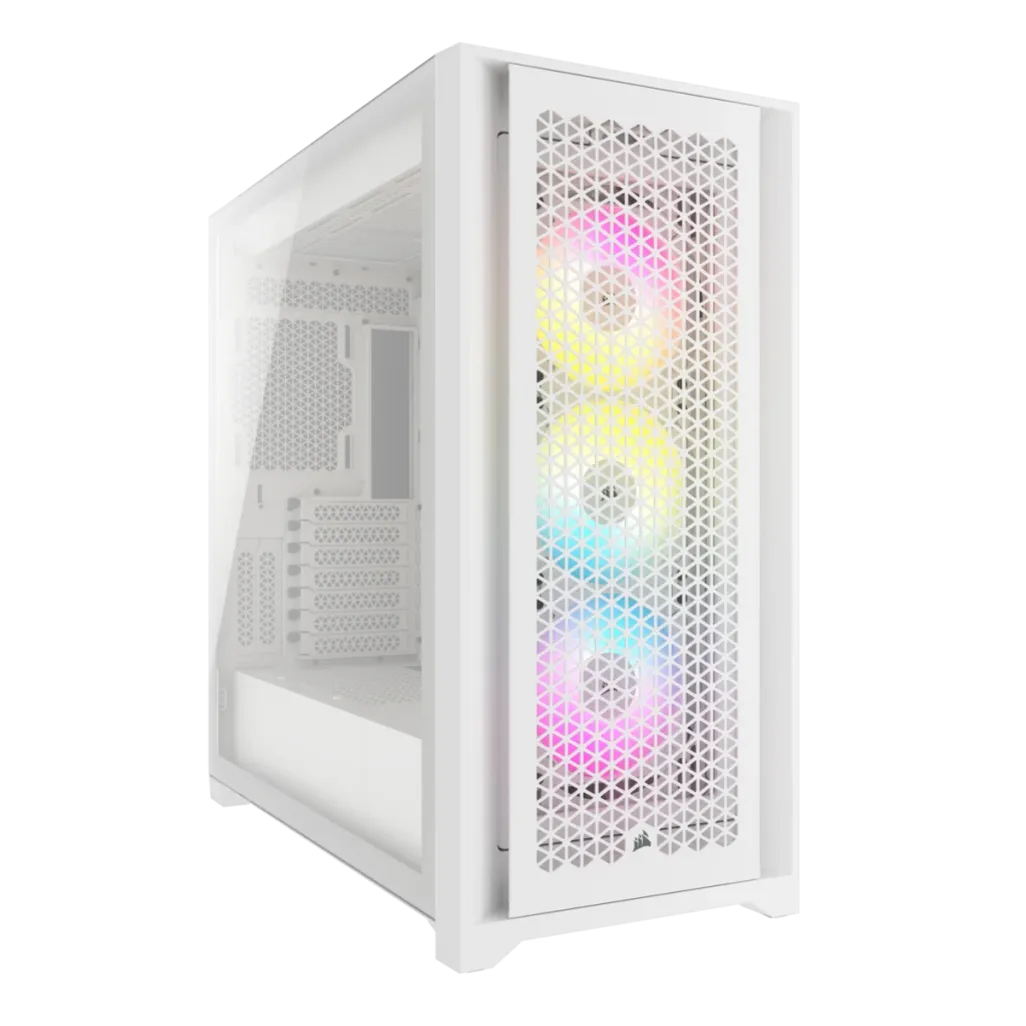 Corsair iCUE 5000D RGB Airflow, Midi Tower, PC, White, ATX, EATX, micro ATX, Mini-ITX, Plastic, Steel, Tempered glass, Gaming