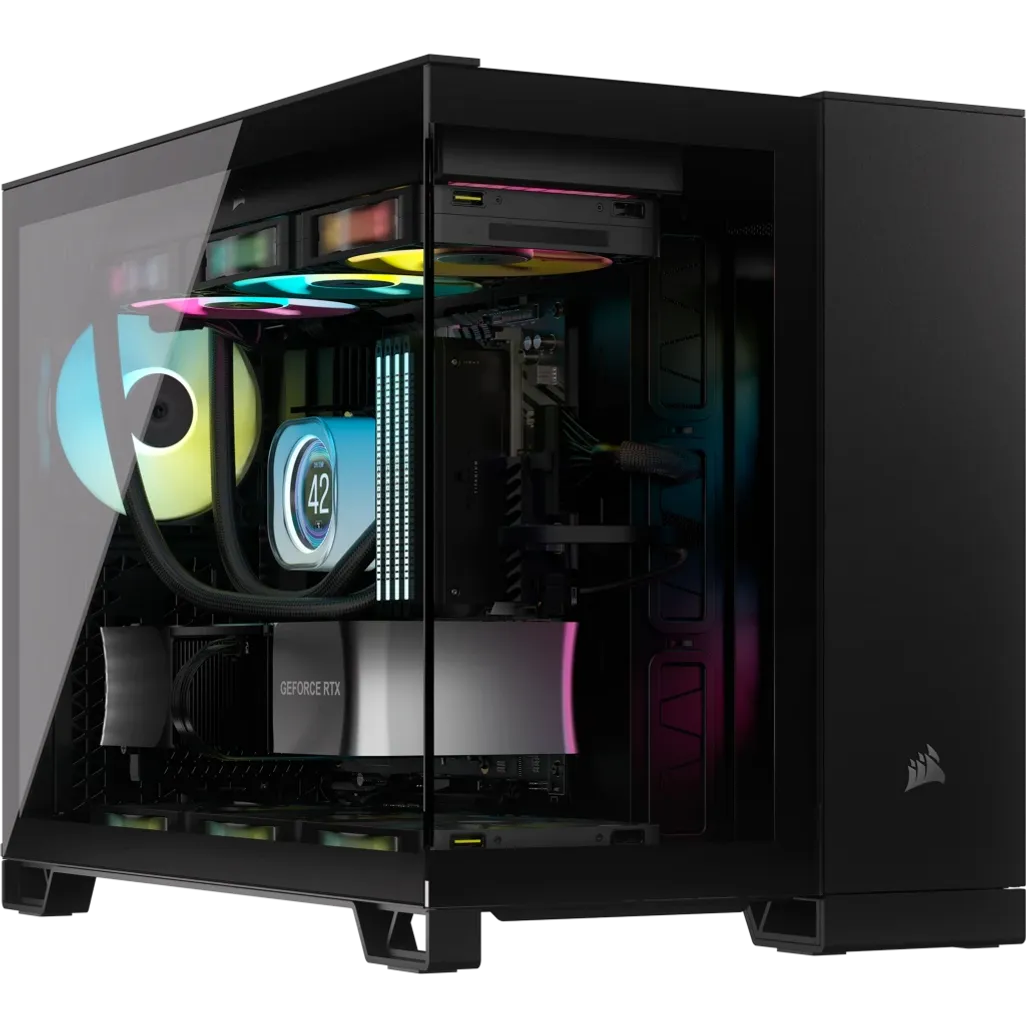 Corsair 2500X RGB, Micro Tower, PC, Black, ATX, 120,140,240,280,360 mm, 2.5,3.5"