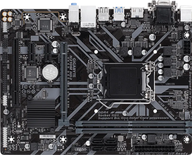 Gigabyte H310M HD2 mainboard+ Intel Pentium Gold G5400 processor-USED