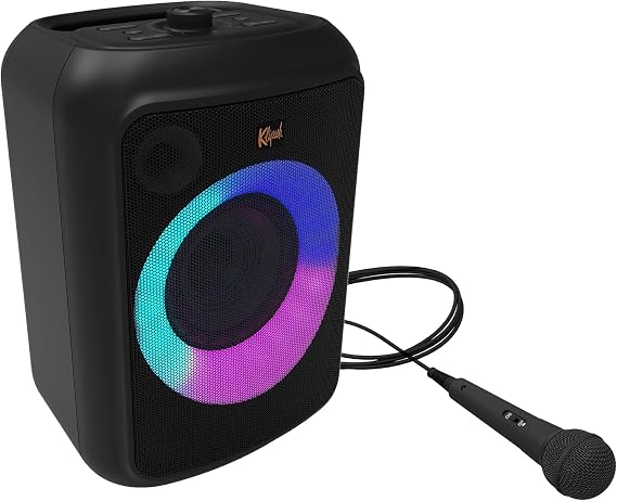 Klipsch Gig XL, Black - Portable Wireless Speaker - Multiple Color Modes - Bass Boost - 6.5" Woofer & 2" Tweeter - 8-Hour Playtime - Splash Resistant - Karaoke Mic Included